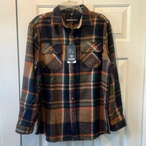 Flannel button down shirt brown/orange multicolor medium Molokai brand